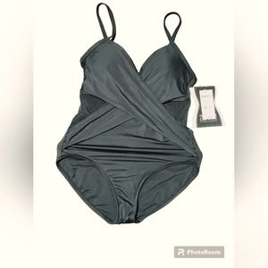 EMBRACE YOUR CURVES by Miracle Brands Body Shaping One Piece Swimsuit with Sheer